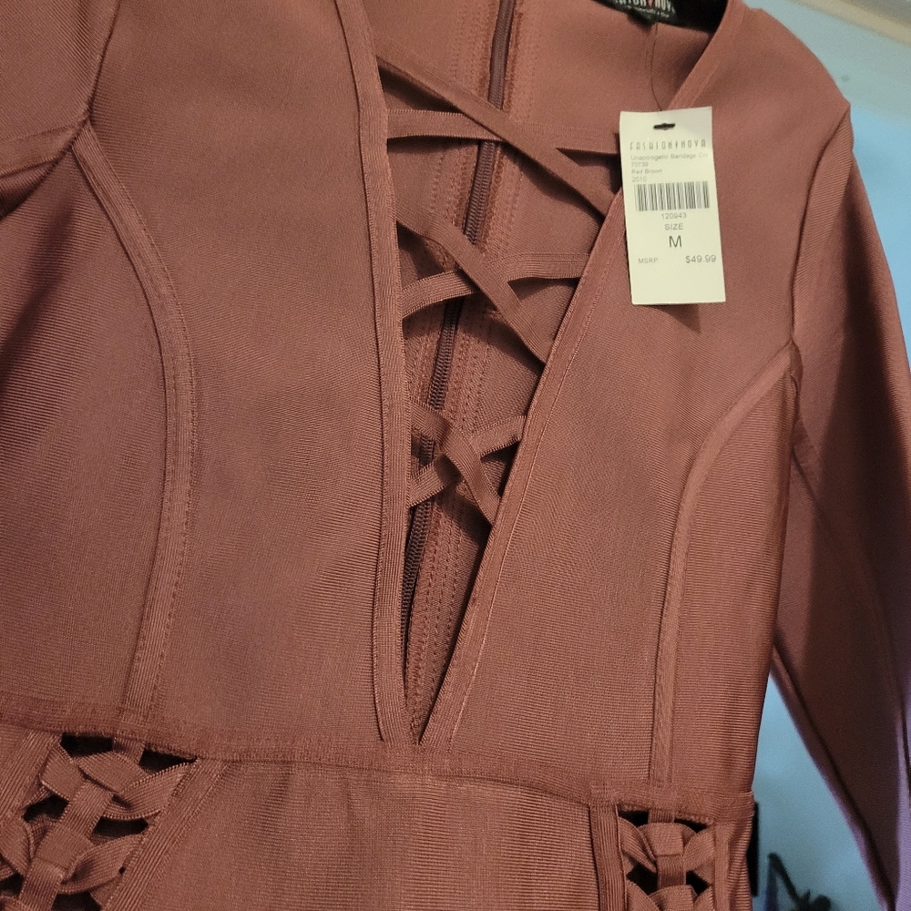 Size medium,  mauve/ dusty rose dress by fashion nova